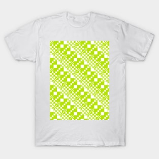 Checked, Checks - Lime Green and White T-Shirt